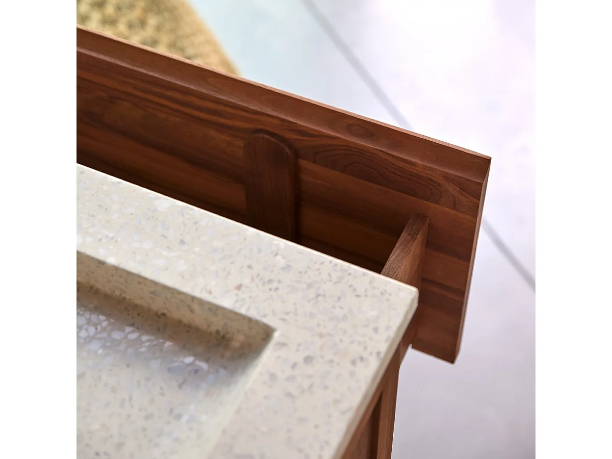 Mobile per il Bagno in legno di noce massello e terrazzo premium Moon Edgar 80