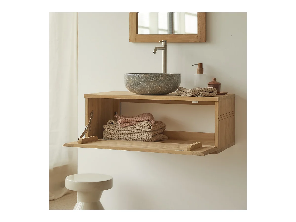 Badschrank aus Teakholz 95 cm Basic