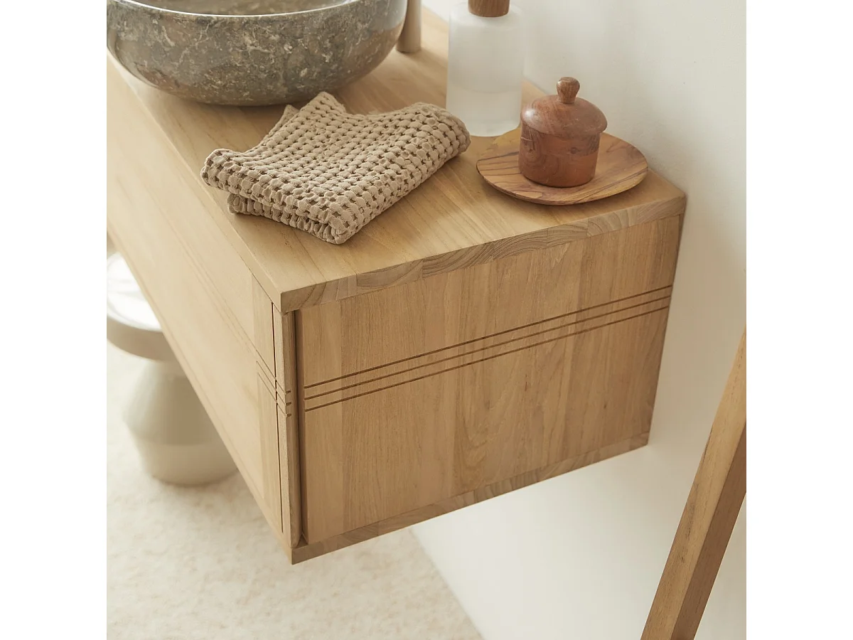 Badschrank aus Teakholz 95 cm Basic