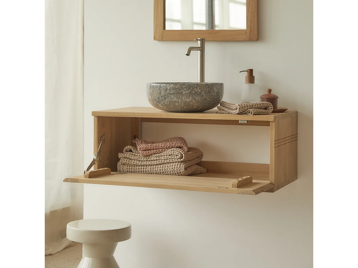 Badschrank aus Teakholz 95 cm Basic