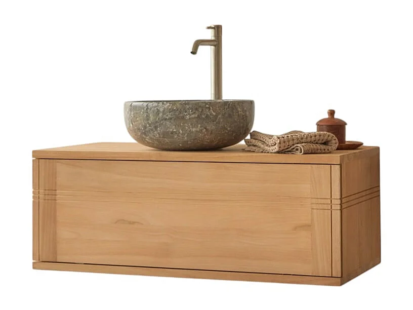 Badschrank aus Teakholz 95 cm Basic