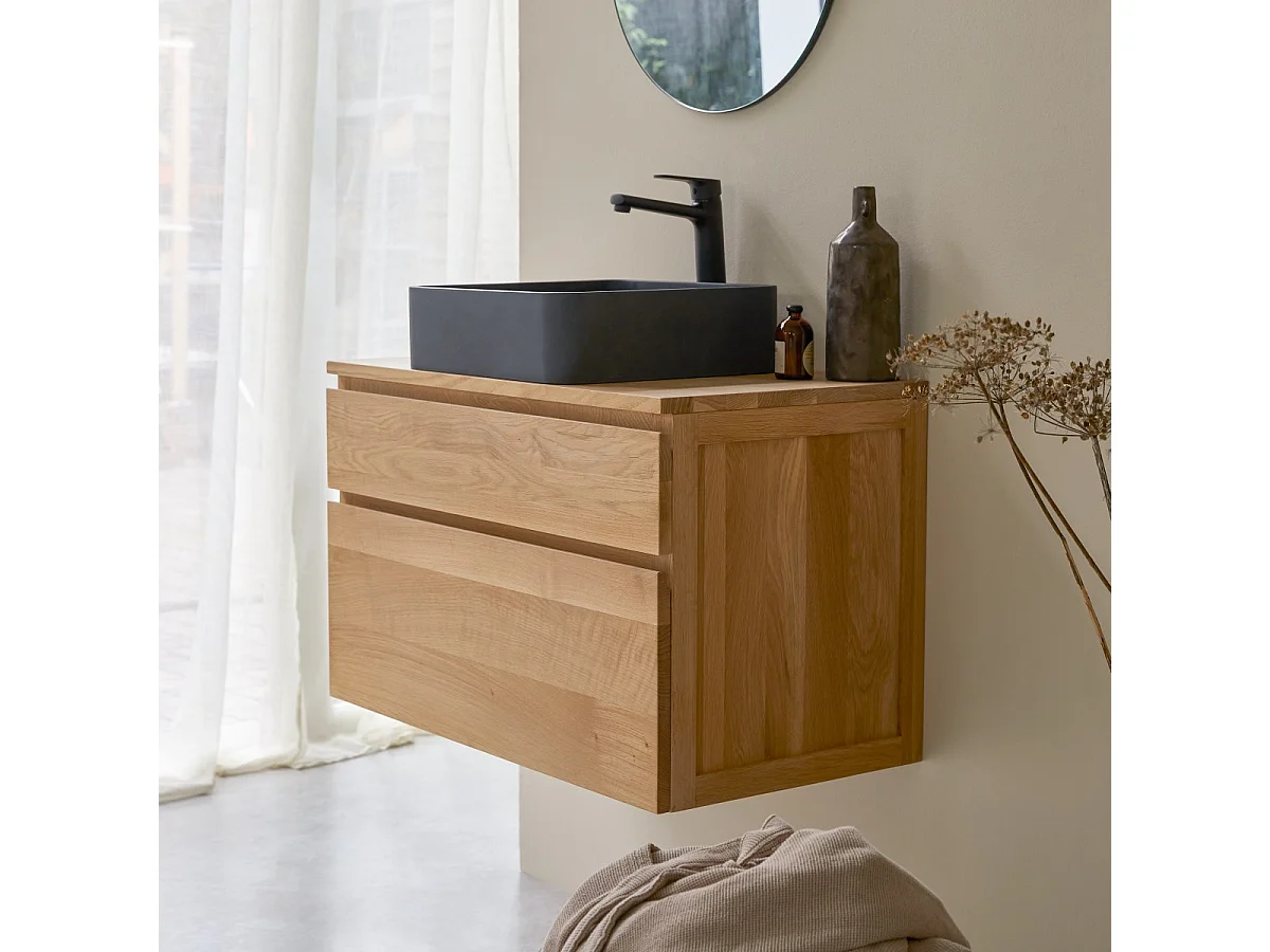 Meuble Salle de bain en bois de chêne 80 Jacob