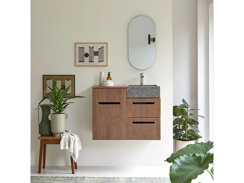 Mobile in legno di noce con lavabo 85 Line