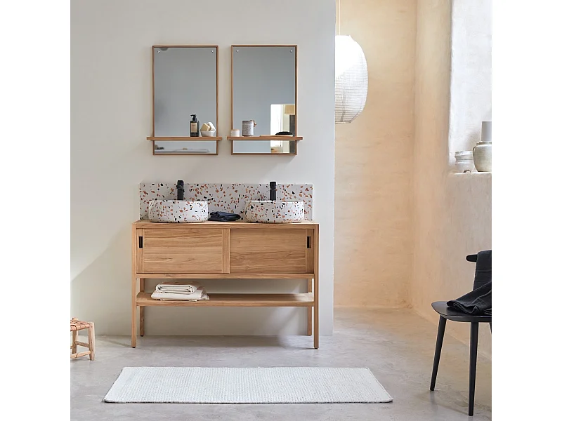 Meuble Salle de bain en bois de Teck brut 120 Arty