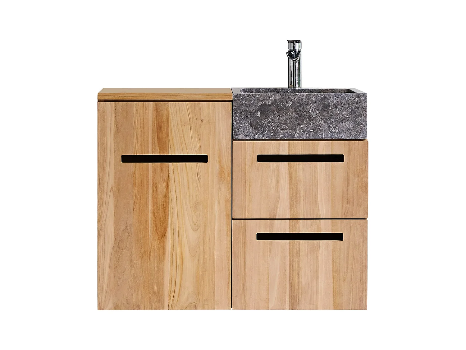 Badmöbel mit Waschbeckenschrank und integriertem Waschbecken 83 cm Teak