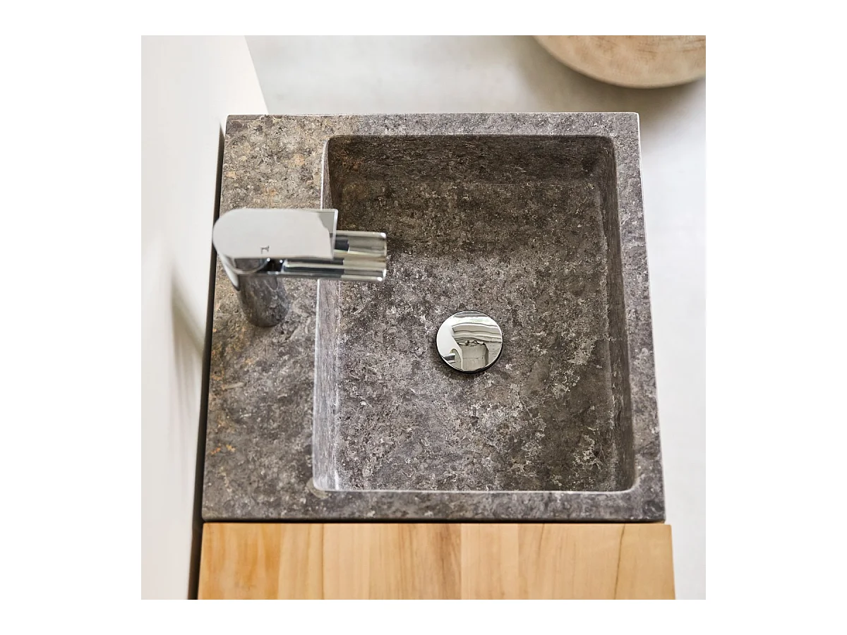 Badmöbel mit Waschbeckenschrank und integriertem Waschbecken 83 cm Teak