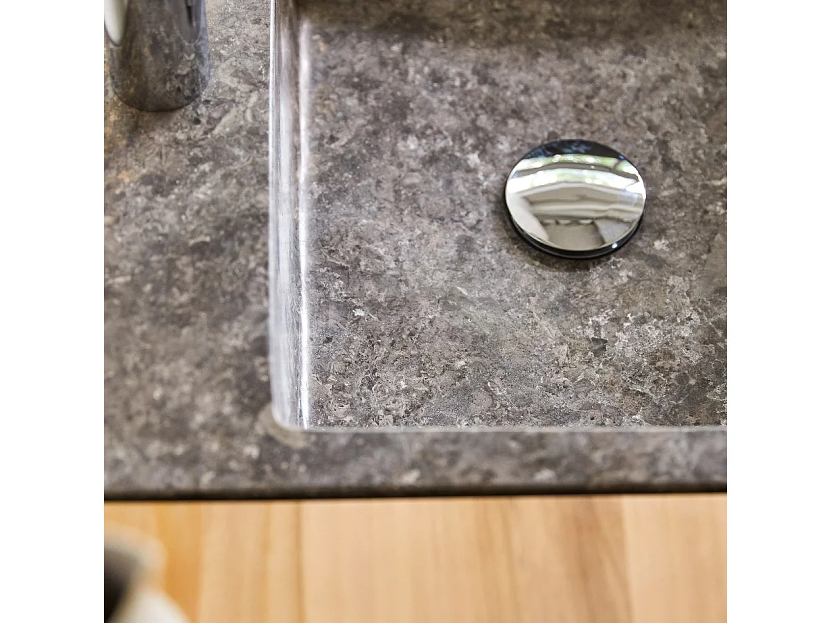 Badmöbel mit Waschbeckenschrank und integriertem Waschbecken 83 cm Teak