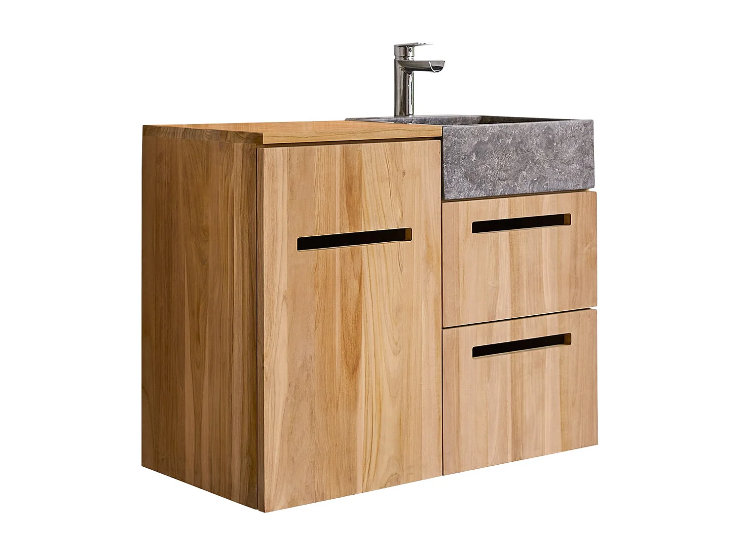 Badmöbel mit Waschbeckenschrank und integriertem Waschbecken 83 cm Teak