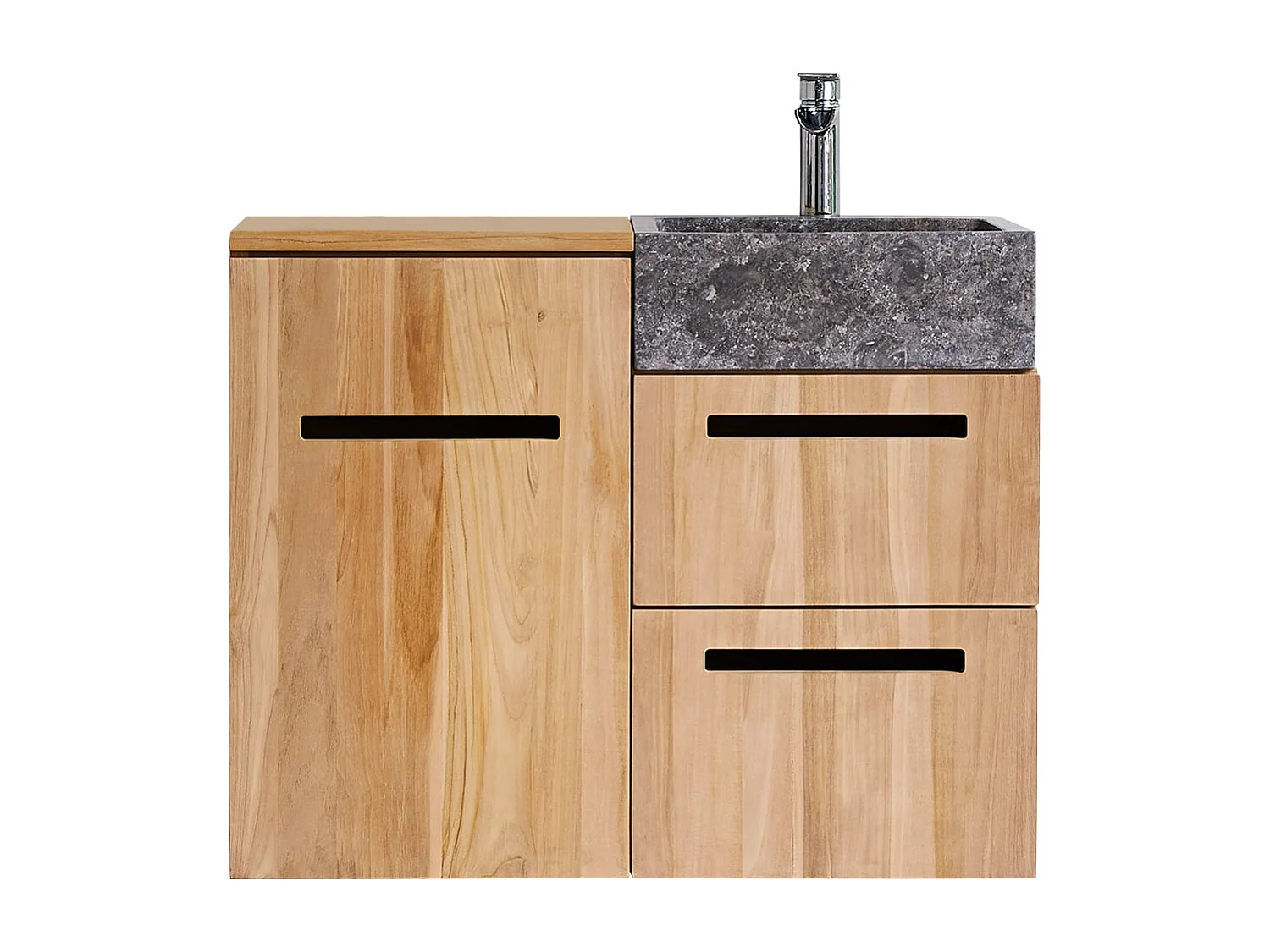 Badmöbel mit Waschbeckenschrank und integriertem Waschbecken 83 cm Teak