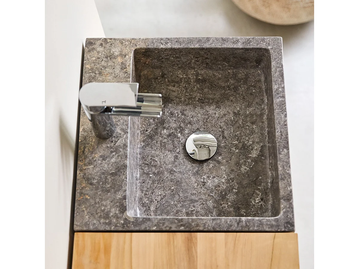 Badmöbel mit Waschbeckenschrank und integriertem Waschbecken 83 cm Teak