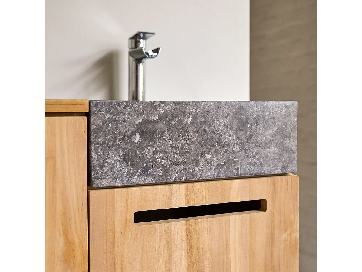 Badmöbel mit Waschbeckenschrank und integriertem Waschbecken 83 cm Teak