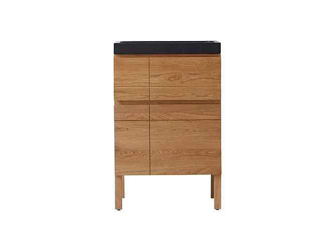 Meuble Salle de bain en bois de chêne et pierre de lave 60 Easy