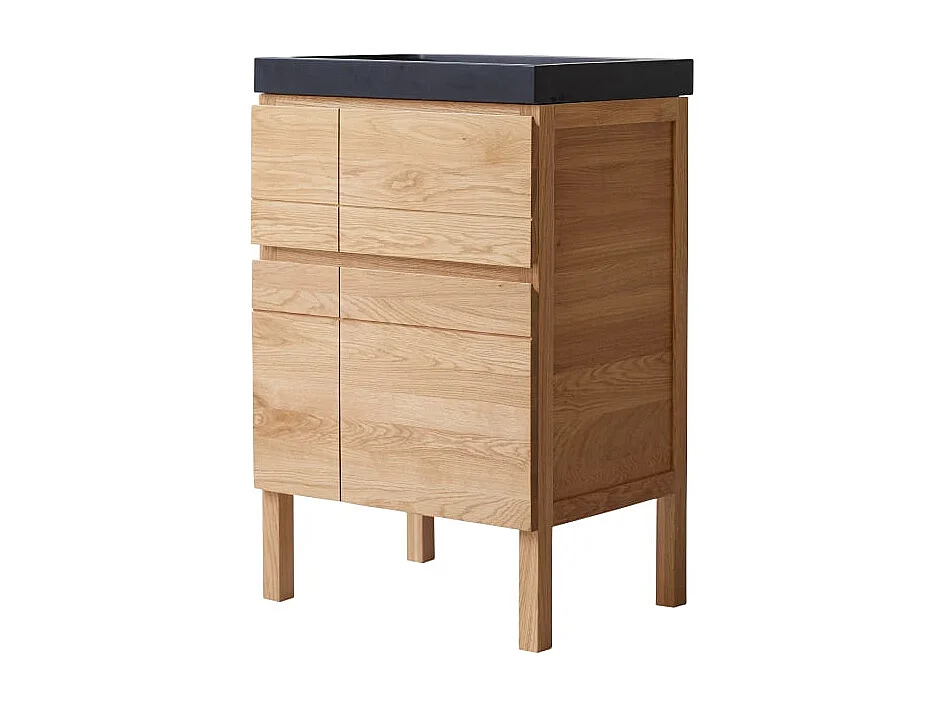 Meuble Salle de bain en bois de chêne et pierre de lave 60 Easy
