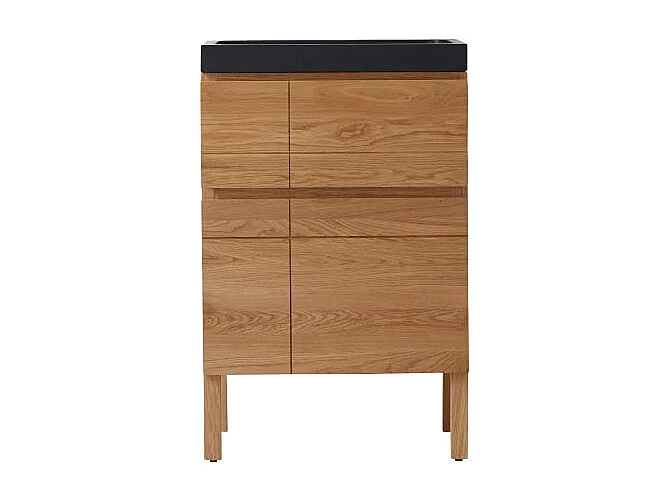 Mobile per il bagno in legno di rovere e pietra lavica 60 Easy