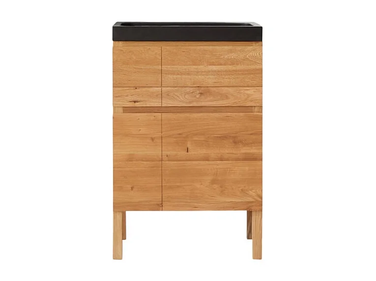 Mobile per il bagno in legno di rovere e pietra lavica 60 Easy