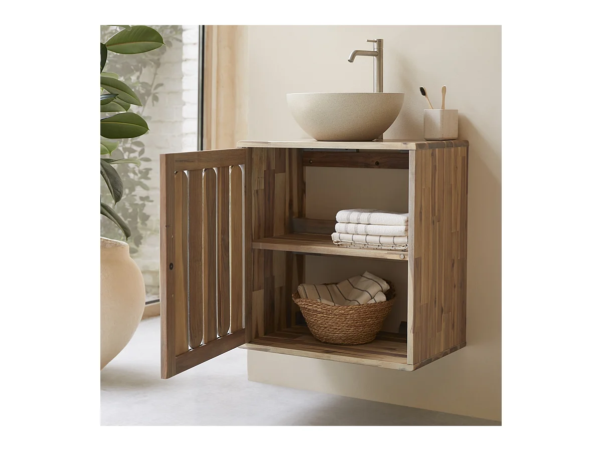 Badezimmermöbel aus Akazienholz 60 Lila