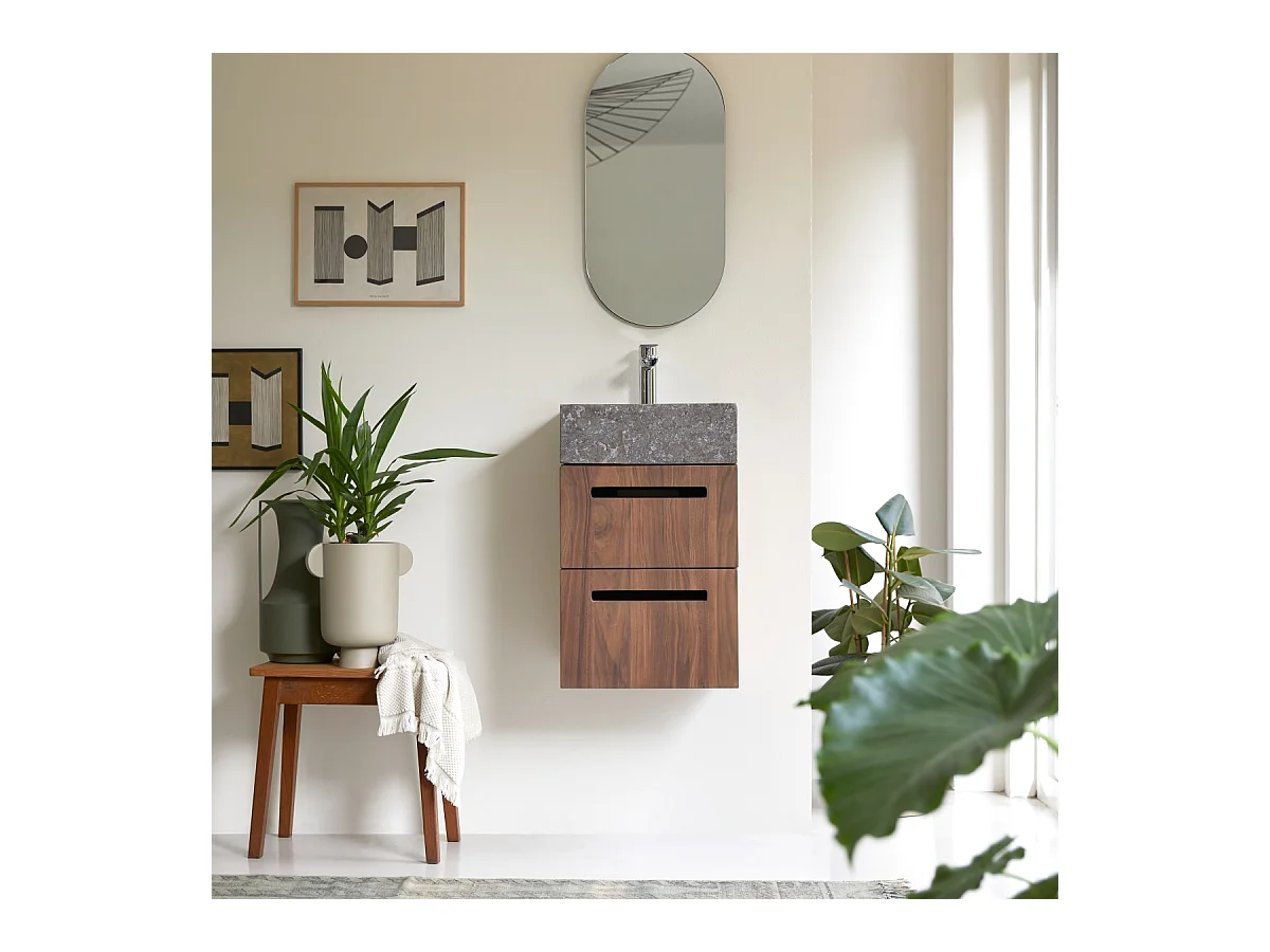 Schrank aus Nussbaumholz mit Waschbecken 40 Line