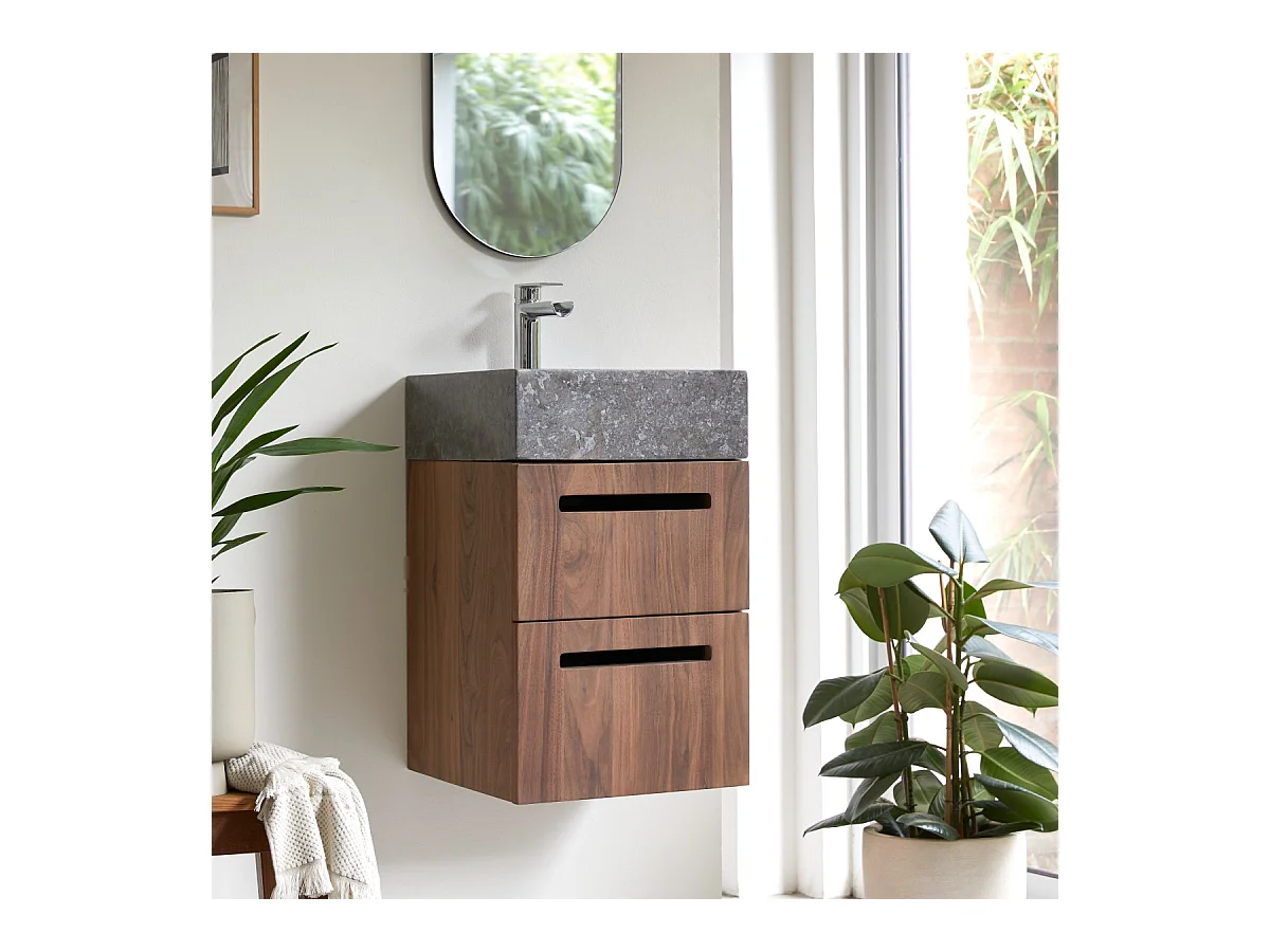 Schrank aus Nussbaumholz mit Waschbecken 40 Line