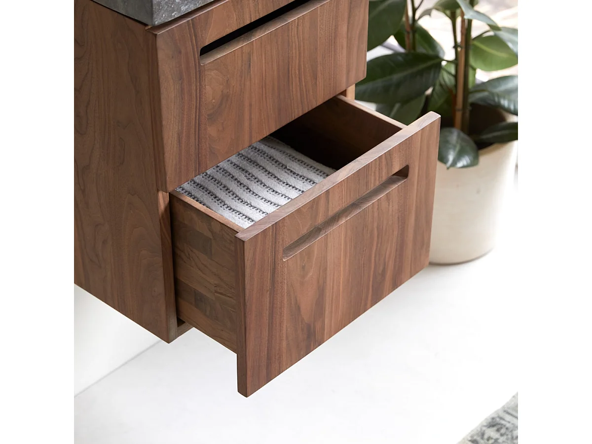 Line - Solid walnut and marble vanity unit 40 cm