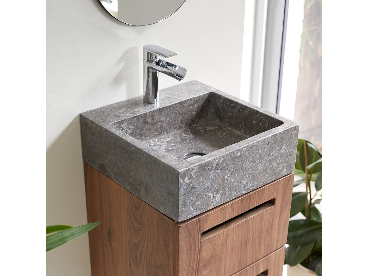 Line - Solid walnut and marble vanity unit 40 cm