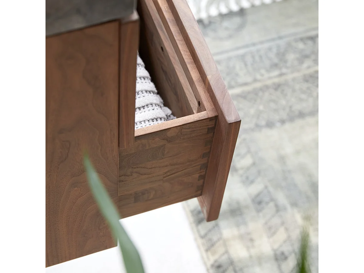 Line - Solid walnut and marble vanity unit 40 cm