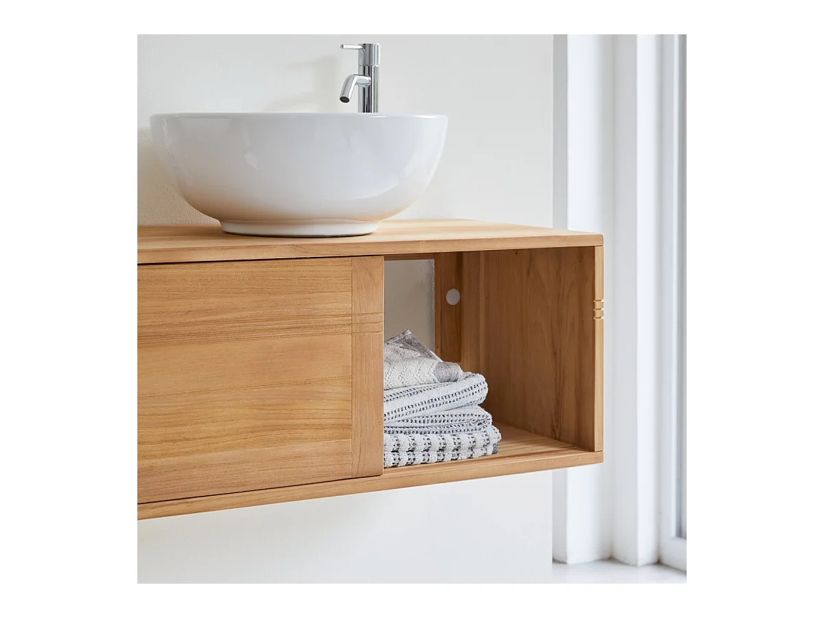 Badschrank aus Teakholz 140 cm Basic