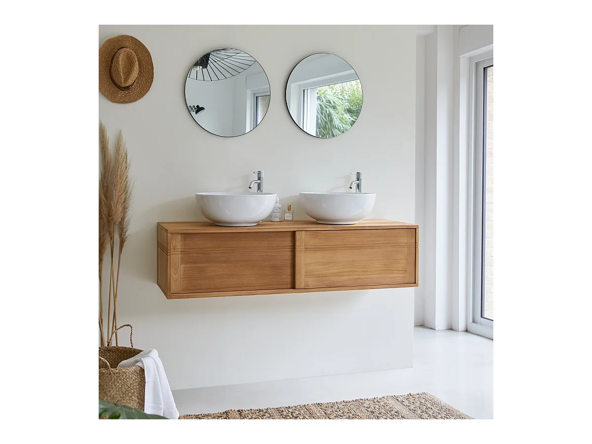 Badschrank aus Teakholz 140 cm Basic