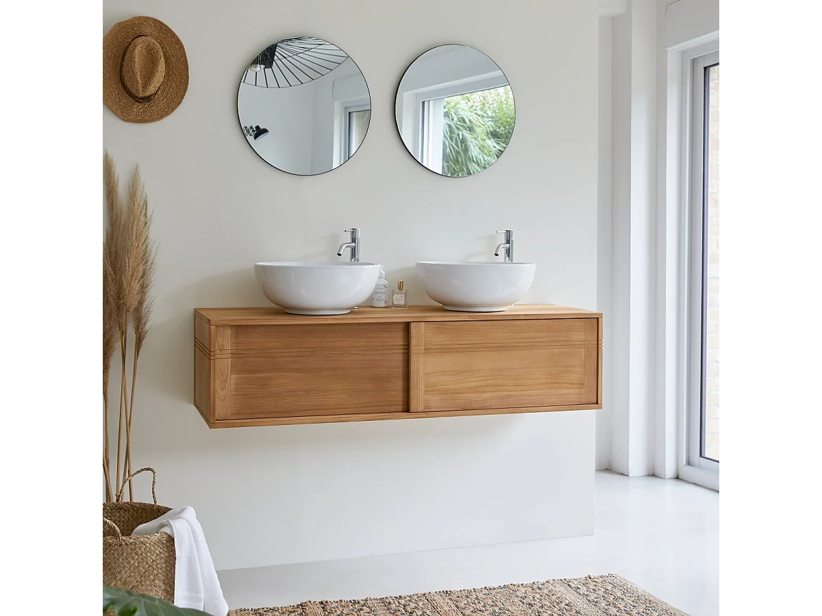 Basic - Solid teak vanity unit 140 cm