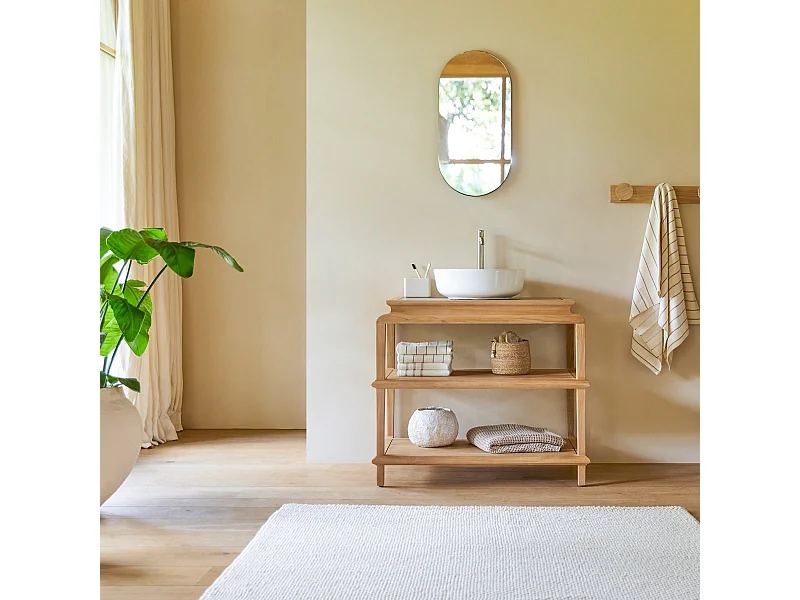 Meuble de salle de bain en bois de teck massif Achille 95 cm