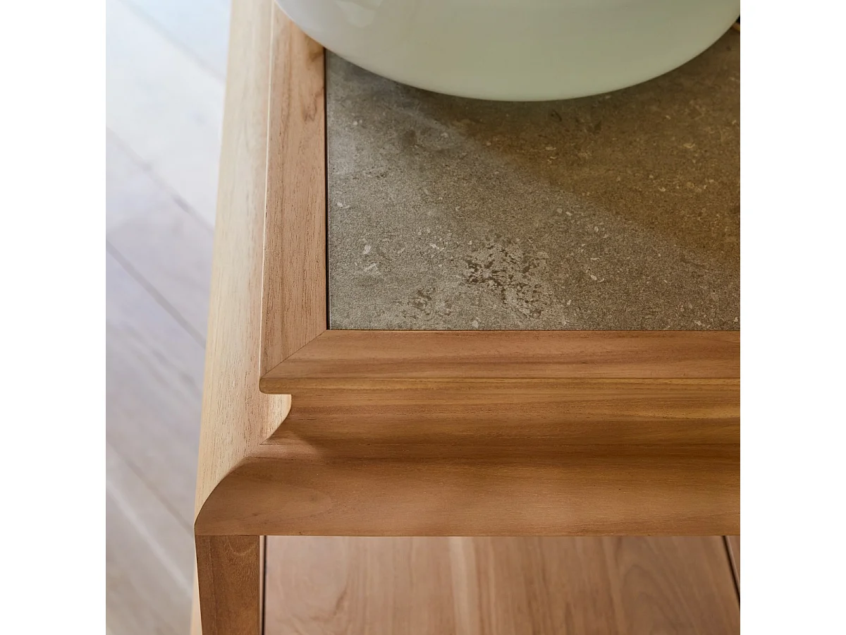 Mobile per il bagno bagno in legno di teak massello Achille 95 cm