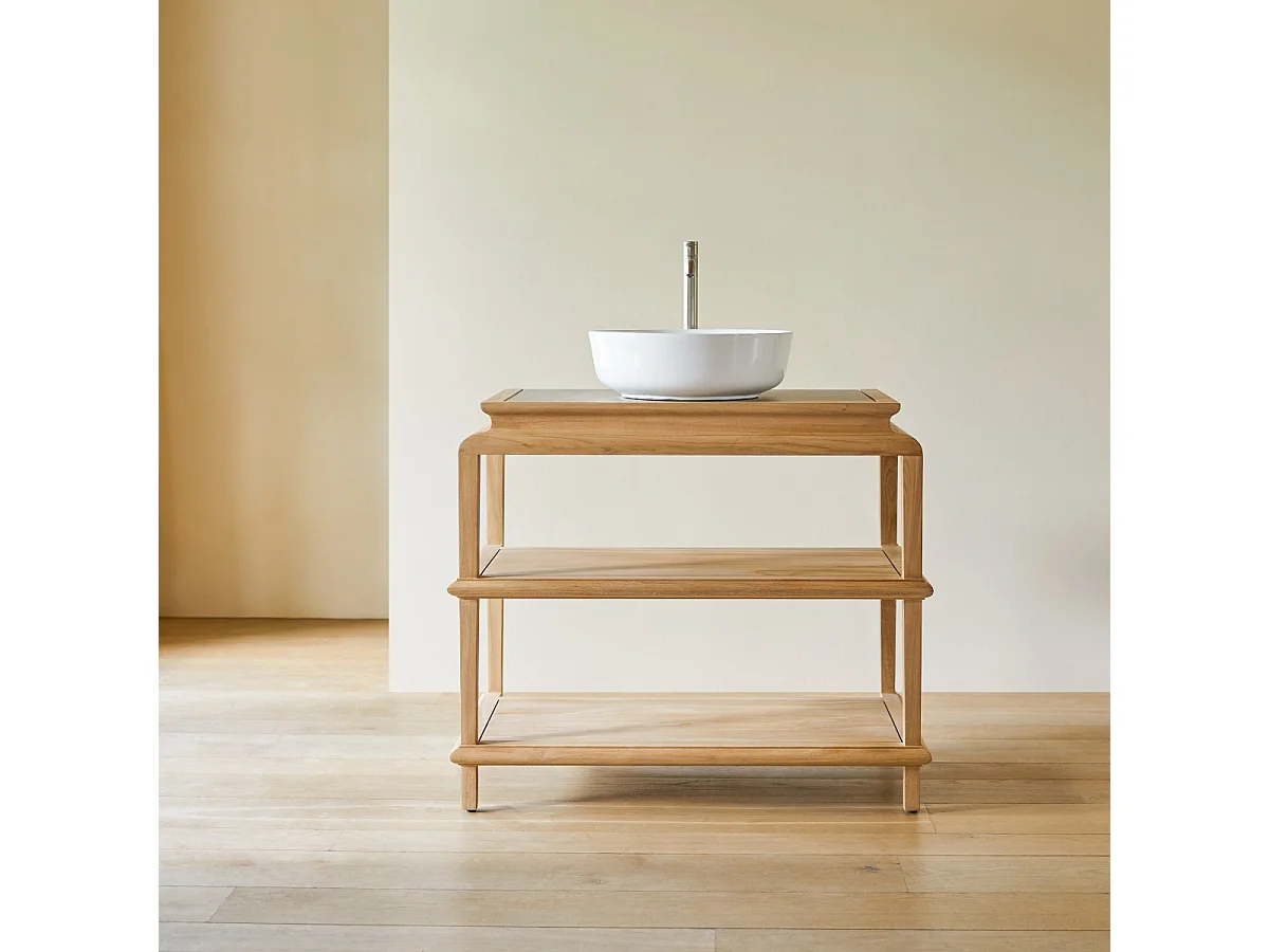 Mobile per il bagno bagno in legno di teak massello Achille 95 cm