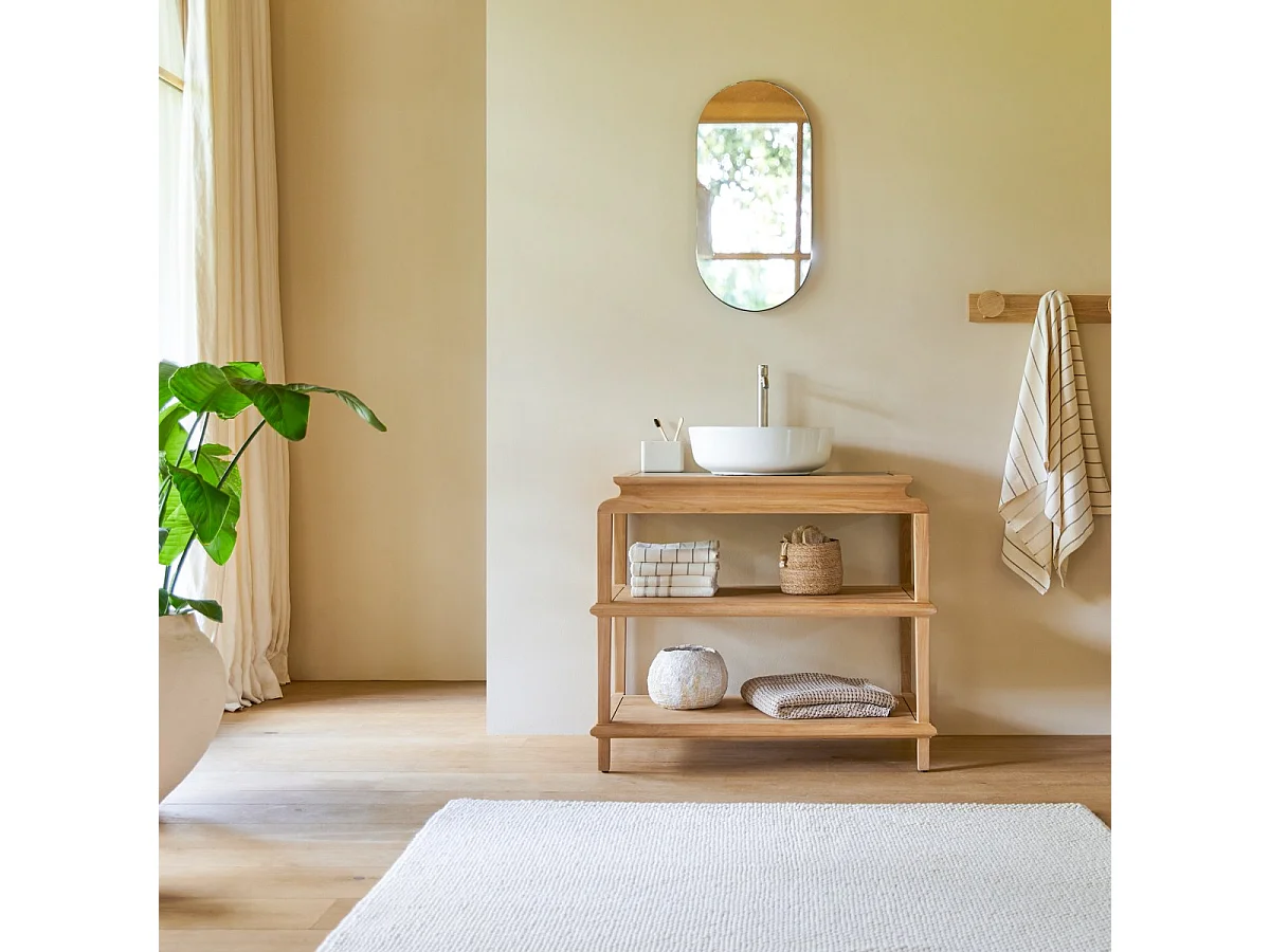 Mobile per il bagno bagno in legno di teak massello Achille 95 cm