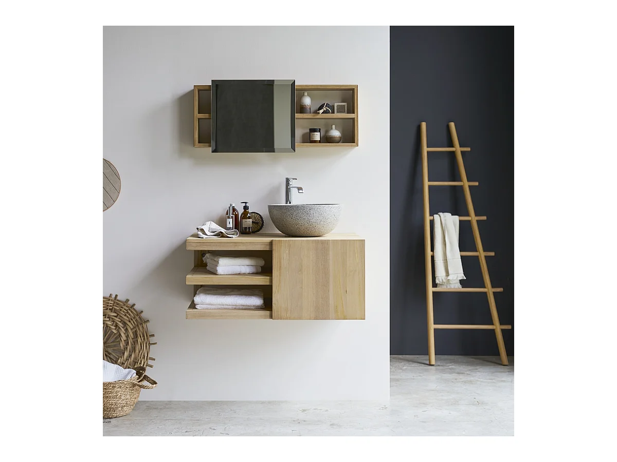 Waschbeckenschrank aus Teakholz 90 Typo