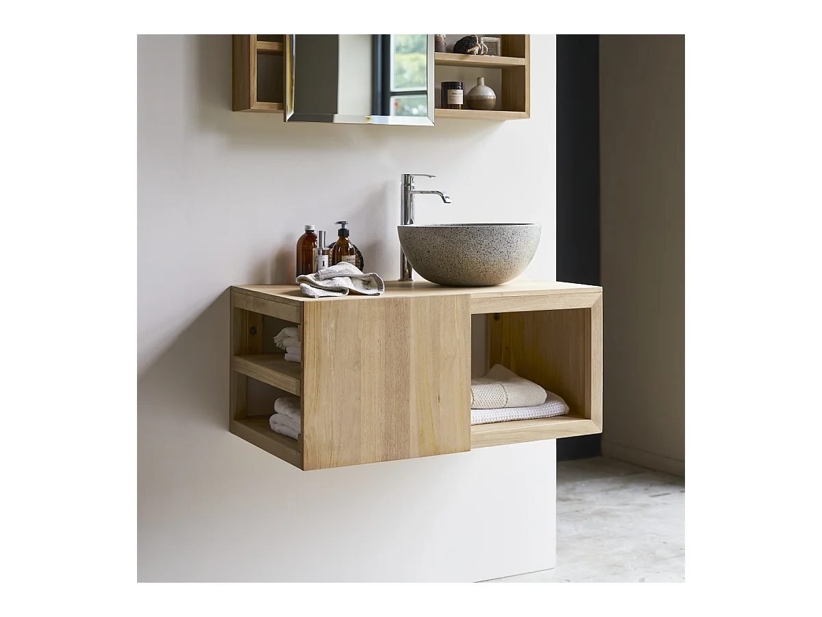 Waschbeckenschrank aus Teakholz 90 Typo