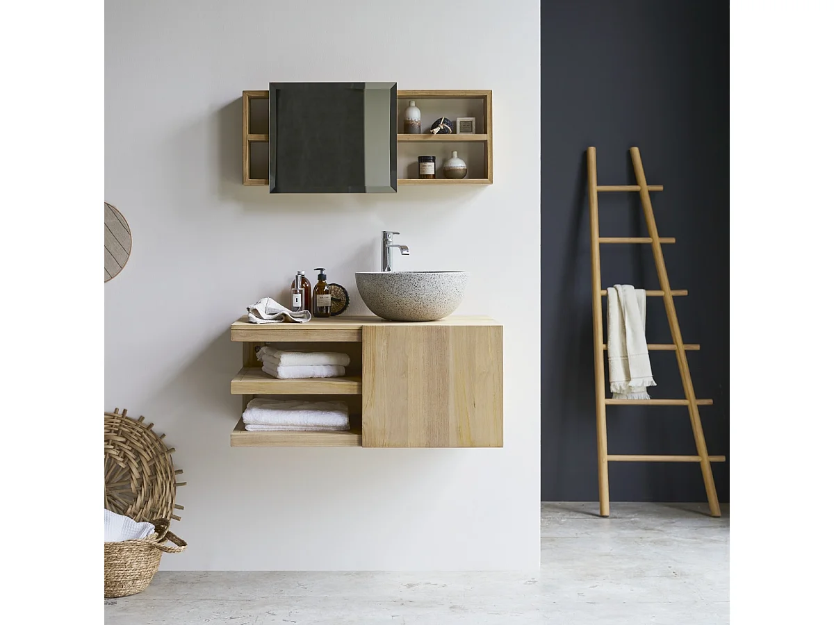 Waschbeckenschrank aus Teakholz 90 Typo