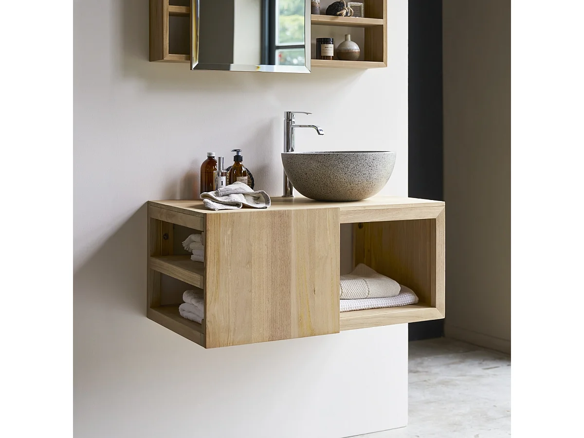 Waschbeckenschrank aus Teakholz 90 Typo