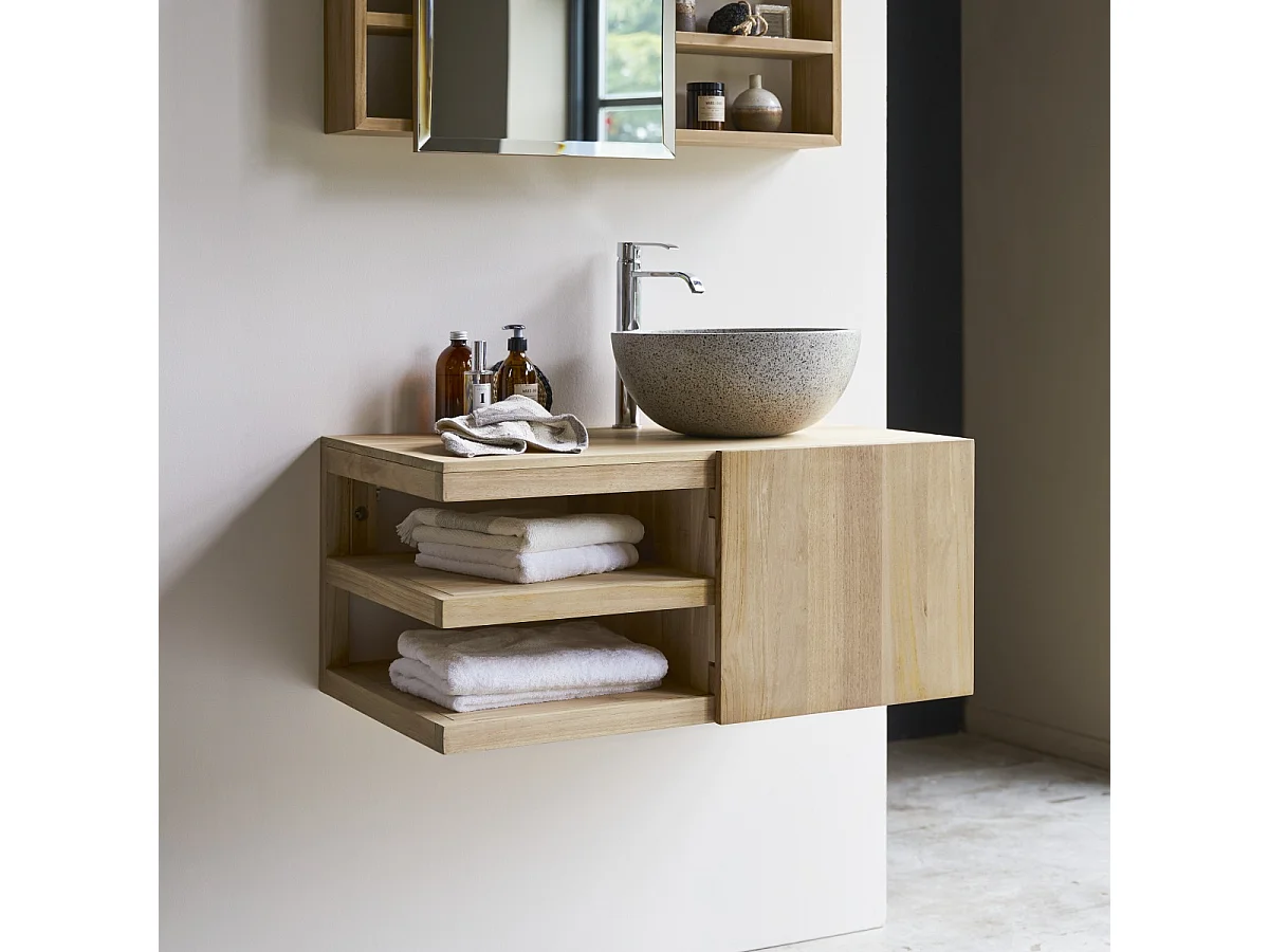 Waschbeckenschrank aus Teakholz 90 Typo