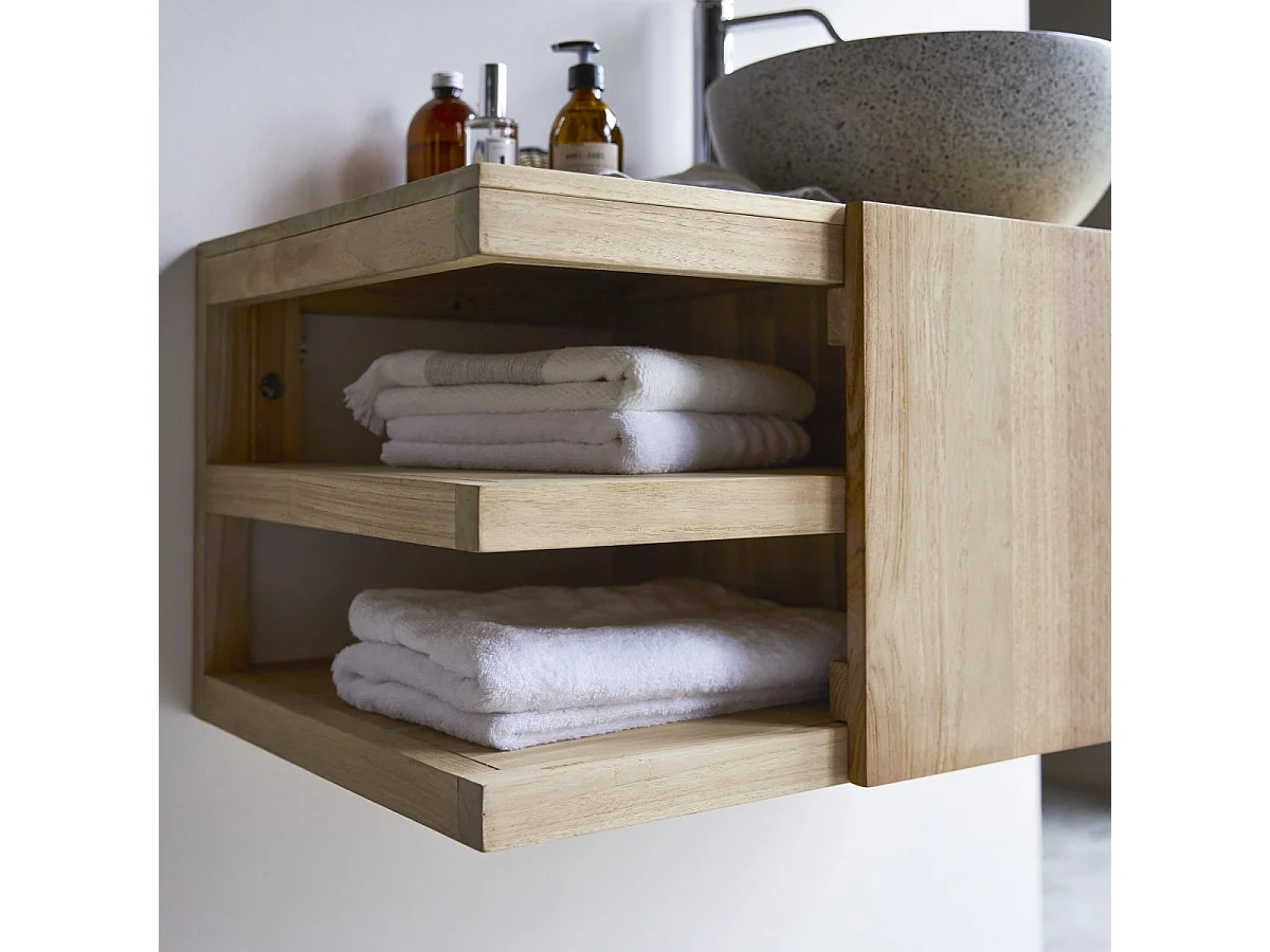 Waschbeckenschrank aus Teakholz 90 Typo