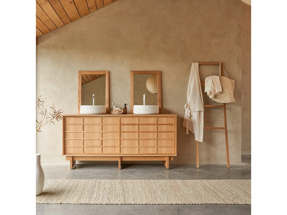 Mobile sottolavabo in legno di rovere 170 Miu