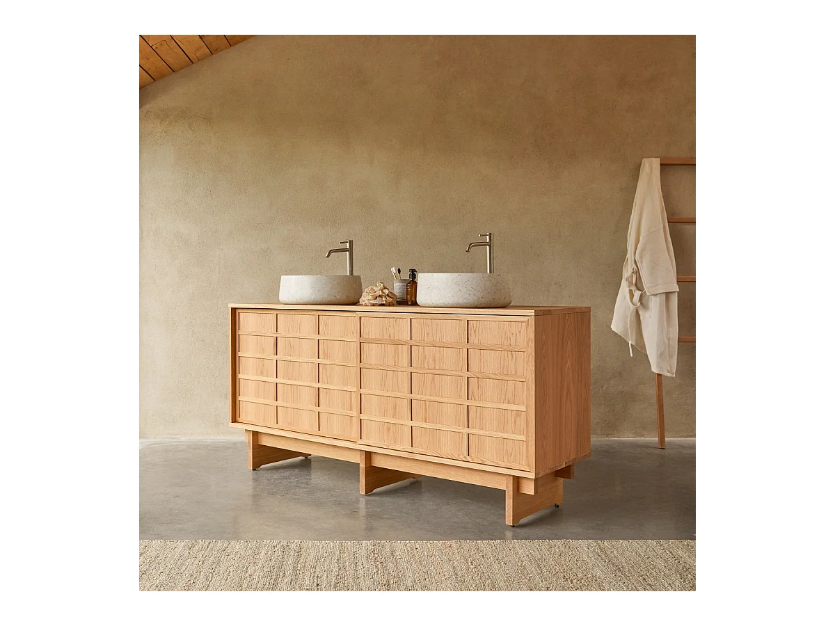 Mobile sottolavabo in legno di rovere 170 Miu