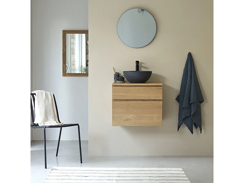 Meuble de salle de bain en chêne massif Jacob 60 cm