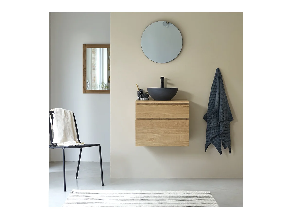 Mobile per il bagno in rovere massello Jacob da 60 cm