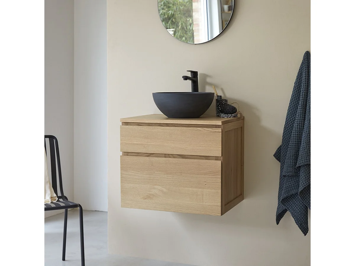 Mobile per il bagno in rovere massello Jacob da 60 cm