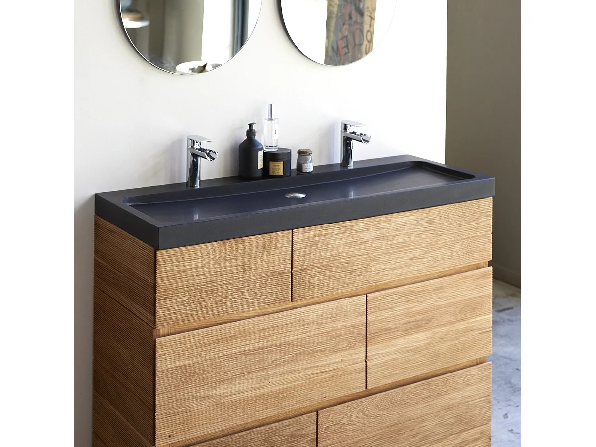 Mobili da bagno in quercia con lavabi in pietra lavica Karl 120