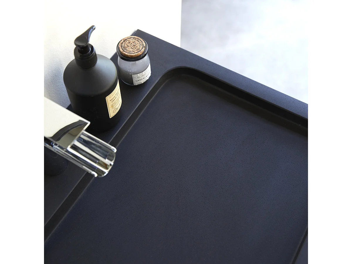 Waschtisch aus Eiche mit integrierten Lavastein Waschbecken 120 cm