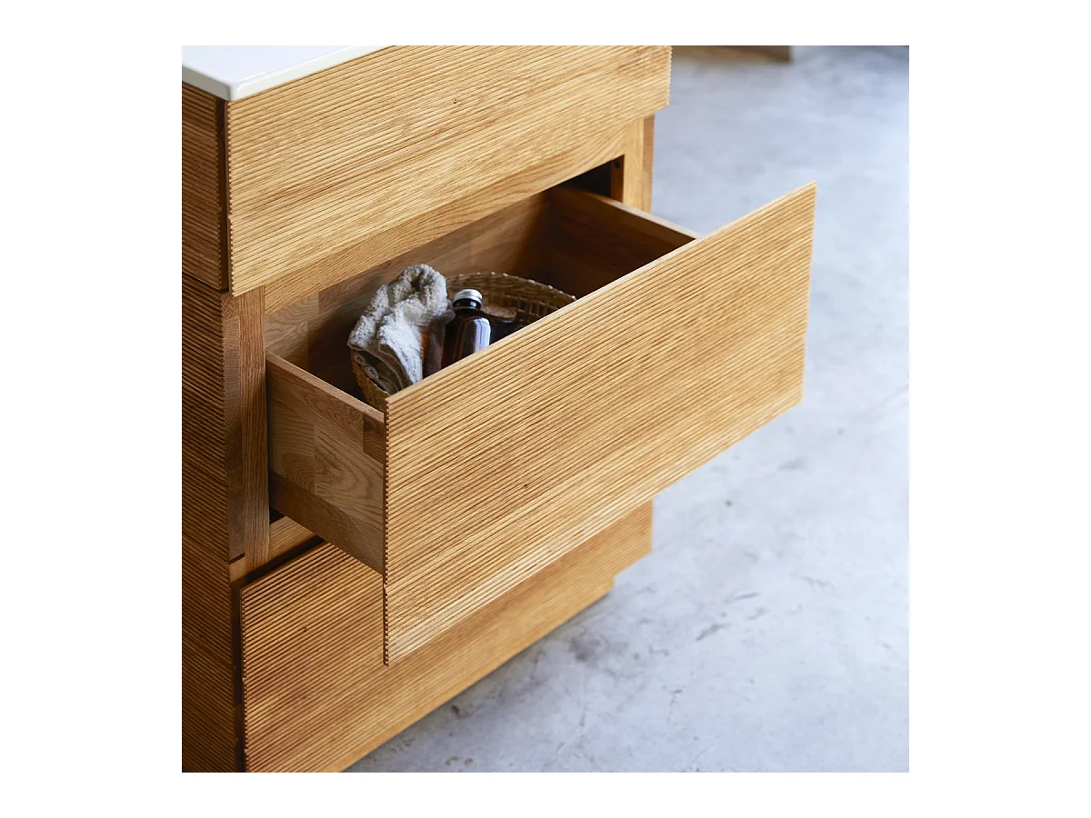 Meuble Salle de bain en bois de chêne et céramique 60 Karl