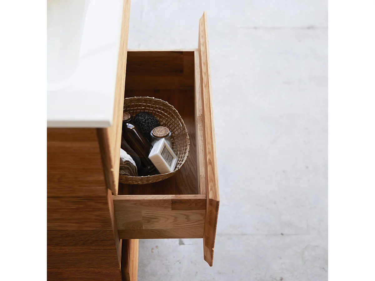 Meuble Salle de bain en bois de chêne et céramique 60 Karl