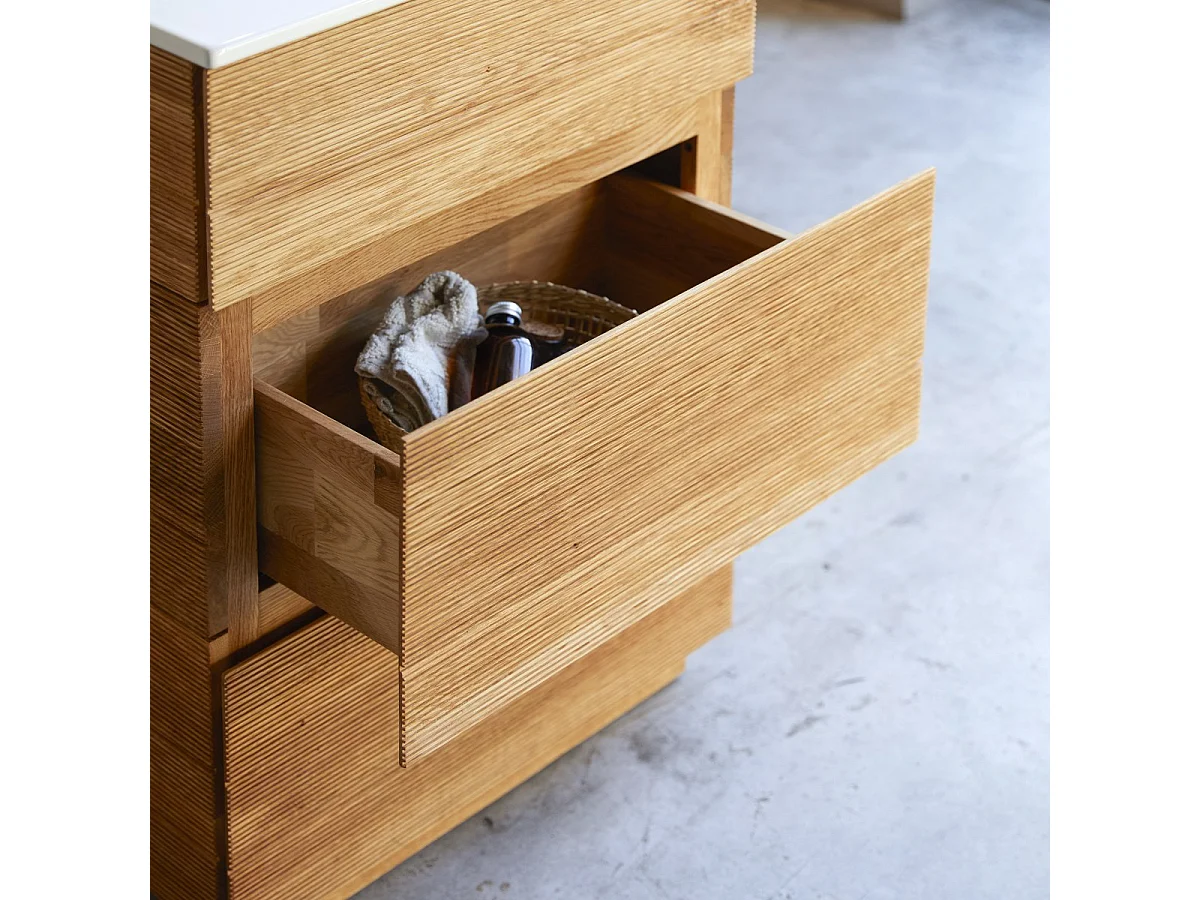 Waschtisch aus Eiche Keramikwaschbecken 60 Karl integriertes