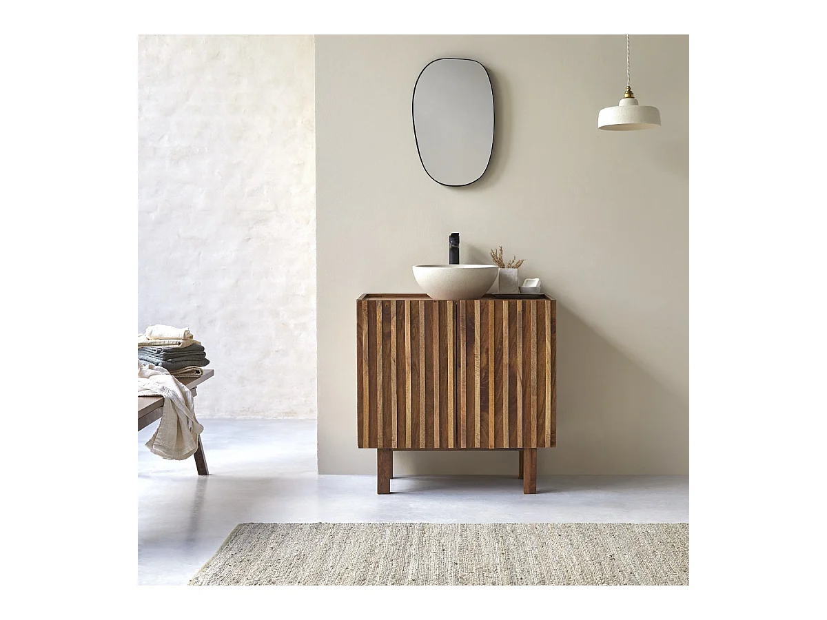 Mobile per il bagno Milo in legno di mango da 80 cm