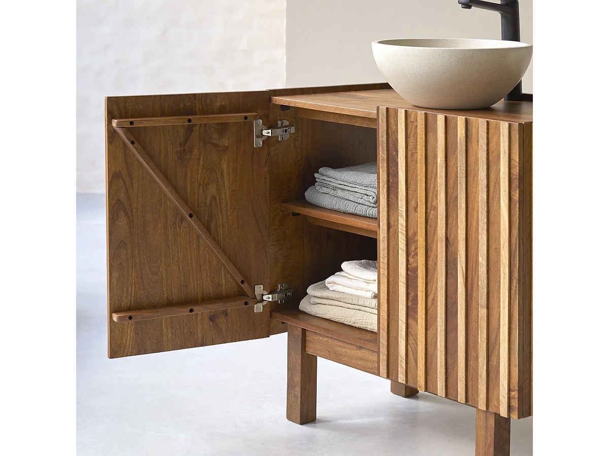 Mobile per il bagno Milo in legno di mango da 80 cm